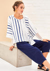 Naya Contrast Striped Pocket Top, White & Navy
