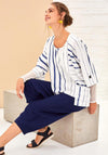 Naya Contrast Striped Pocket Top, White & Navy