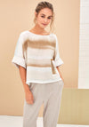 Naya Oversized Blur Print Pocket Top, Stone Multi
