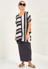 Naya Contrast Faded Stripe Long Top, Black Multi