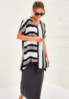 Naya Contrast Faded Stripe Long Top, Black Multi