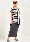 Naya Contrast Faded Stripe Long Top, Black Multi