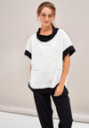 Naya Contrast Trim Textured Top, White & Black