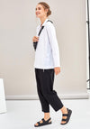 Naya Drawstring Waist Collared Top, White