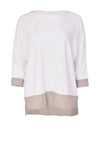 Naya Oversize Contrast Band Trim Top, White & Stone
