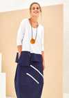 Naya Panel Trim Jersey Top, White & Navy