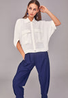 Naya Loose Fit Cropped Trousers, French Blue