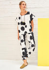 Naya Dot Print Balloon Trousers, White & Black