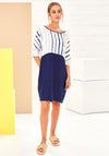 Naya Striped Bodice Relaxed Dress, Navy & White