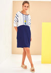 Naya Striped Bodice Relaxed Dress, Navy & White