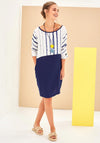Naya Striped Bodice Relaxed Dress, Navy & White