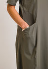 Naya Rib Neck Jersey Panel Midi Dress, Green