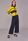 Naya Fine Knit Ribbed Jacket, Black & Yellow