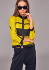 Naya Fine Knit Ribbed Jacket, Black & Yellow
