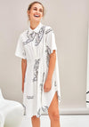 Naya Line Art Print Shirt Dress, White