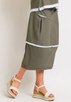 Naya Contrast Trim Shell Midi Skirt, Army Green