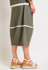 Naya Contrast Trim Shell Midi Skirt, Army Green