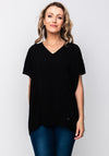 Naya Sheer Check Relaxed Fit Top, Black