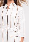 Naya Striped Mini Shirt Dress, White
