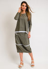 Naya Contrast Trim Shell Midi Skirt, Army Green