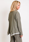 Naya Layered Trim Zip Through Jersey Jacket, Green