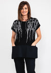 Naya Pocket Hem Print T-Shirt, Black