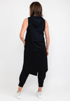 Naya Contrast Panel Long Gilet, Black