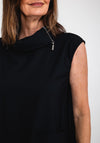 Naya Zipped Cowl Neck Top, Black