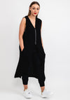 Naya Crinkle Long Hem Hooded Top, Black