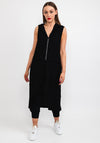 Naya Crinkle Long Hem Hooded Top, Black