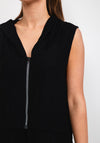 Naya Crinkle Long Hem Hooded Top, Black
