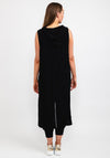 Naya Crinkle Long Hem Hooded Top, Black