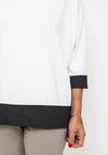 Naya Contrast Colour Trim Top, White & Charcoal