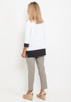 Naya Contrast Colour Trim Top, White & Charcoal