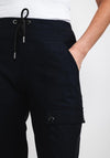Naya Drawstring Waist Cargo Style Trousers, Black
