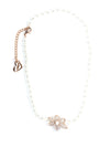 Nour London Daisy Pearl Necklace, Rose Gold
