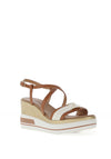 Nero Giardini Criss Cross Wedge Sandals, Cognac