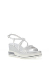 Nero Giardini Criss Cross Wedge Sandals, White