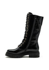 Nero Giardini Patent Leather Combat Boot, Black