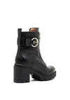 Nero Giardini Leather Zip Buckle Block Heel Boots, Black
