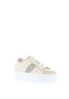 Nero Giardini Leather Logo Platform Trainers, Beige
