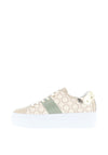 Nero Giardini Leather Logo Platform Trainers, Beige