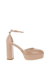 Nero Giardini Patent Block Heel Platform Shoes, Nude