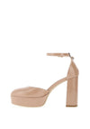 Nero Giardini Patent Block Heel Platform Shoes, Nude