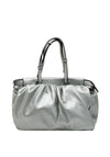 Zen Collection Small Ruched Pouch Shoulder Bag, Silver