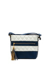 Zen Collection Faux Leather Quilted Cross Body Bag, Blue