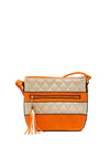 Zen Collection Faux Leather Quilted Cross Body Bag, Orange
