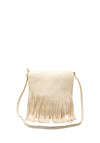 Zen Collection Fringed Flap Over Crossbody Bag, Beige