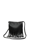 Zen Collection Fringed Flap Over Crossbody Bag, Black