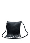 Zen Collection Fringed Flap Over Crossbody Bag, Navy